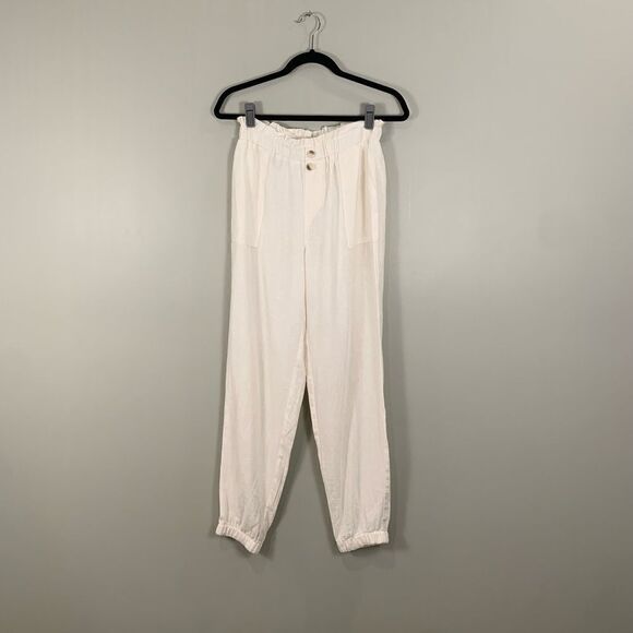 Sincerely Jules linen blend white elastic waist jogger pants size medium - Picture 1 of 12